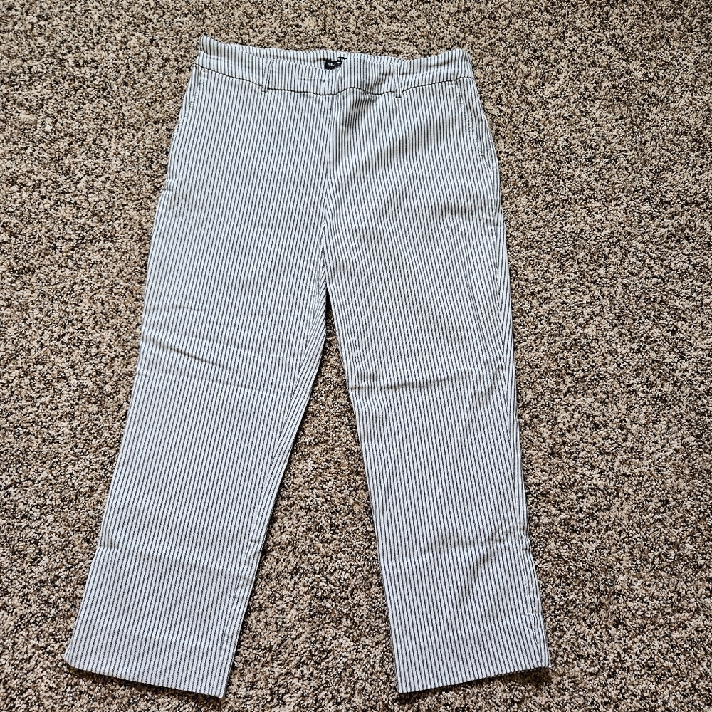 Hilary Radley Women's Black and White Striped Chinos Large